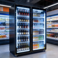 Réfrigérateur commercial vertical à porte vitrée LED pour boissons et vins