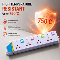 Regleta Profesional de 5 Tomas para Tailandia, 10A 2500W, con Interruptores Individuales de Color, Centro de Alimentación de Escritorio, Blanca