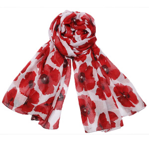 Nouveau style – Mini-écharpe à imprimé <span class=keywords><strong>coquelicot</strong></span> pour femme – <span class=keywords><strong>Foulard</strong></span> léger en viscose tendance - Product Image 4
