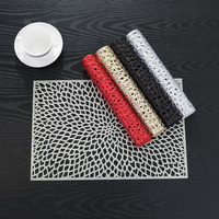 Set de table rectangulaire en PVC doré métallisé, design européen, délicat, de haute qualité, pour la cuisine, décoratif, ajouré