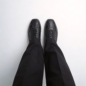 Chaussures décontractées pour hommes en cuir véritable de qualité supérieure, élégantes, noires, streetwear, plates, légères, pour l'extérieur - Product Image 2