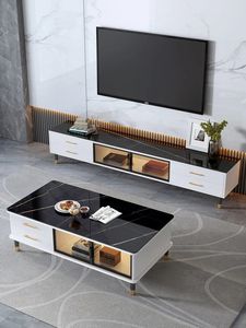 Mobilier de salon italien simple Verre trempé <span class=keywords><strong>Pied</strong></span> en acier Ensemble <span class=keywords><strong>meuble</strong></span> <span class=keywords><strong>TV</strong></span> et table basse - Product Image 2