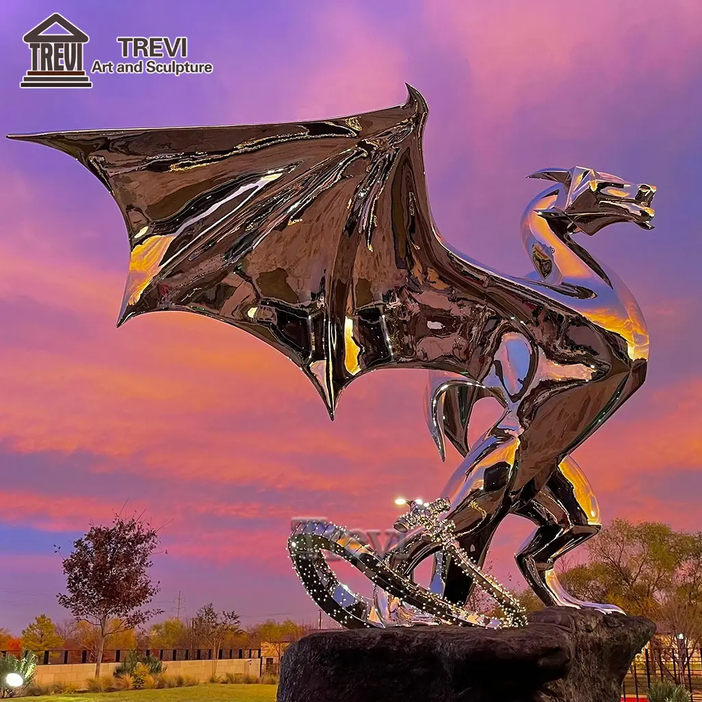 Large Outdoor Decoration Dragon Statue Big Stainless Steel Sculpture