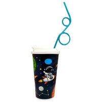 600ml Cartoon Cute Kids 'Portable Water Kettle Double Drink Square Cup Straw pour les activités de gymnastique en plein air