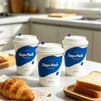 Gobelets à café en papier biodégradables à double paroi avec revêtement PE, personnalisables avec logo, couvercles inclus, pour expresso, café, bureau, boissons chaudes