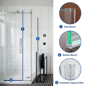 Perfil de sellado inferior moderno para <span class=keywords><strong>mampara</strong></span> de <span class=keywords><strong>ducha</strong></span> de vidrio sin marco, 90 cm, 6 mm, PVC transparente impermeable para baño - Product Image 2