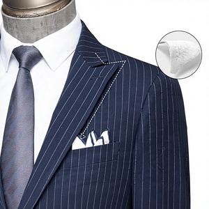 <span class=keywords><strong>Costume</strong></span> d'affaires <span class=keywords><strong>bleu</strong></span> marine <span class=keywords><strong>rayé</strong></span> en tissu TR, simple boutonnage, col cranté, coupe ajustée, infroissable, pour homme, idéal pour les trajets quotidiens - Product Image 3