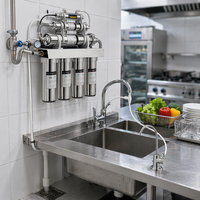 Purificateur d'eau à ultrafiltration mural à sept étapes avec manomètre, boîtiers de filtre en acier inoxydable, 500 GPD, pour la maison et l'hôtel