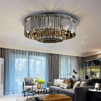 Lustre moderne de luxe noir à LED avec cristaux K9, réglable en hauteur, pour salon, chambre à coucher, décoration intérieure