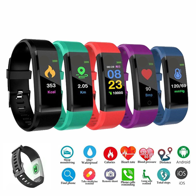 Hot Sale Fitness Tracker Smart Band Activity Tracker Watch With Heart Rate 115 Plus Smart Bracelet With Step Counter