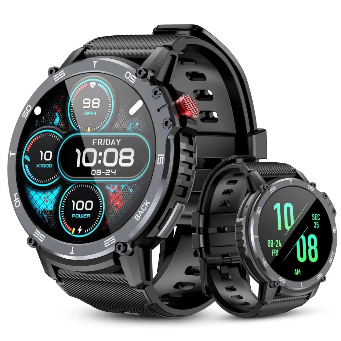 Outdoor C22 Smartwatch Amazon Hot CE ROHS FCC IP68 2023 Men's Fitness 1.6 Inch 4G Memory MP3 Function Local Music C22 Smart Wa