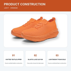 <strong>Orange</strong> Men's Casual Slip-On Walking Shoes Elastic Lace Breathable Knit Lightweight L0017 BQ007 - Product Image 4
