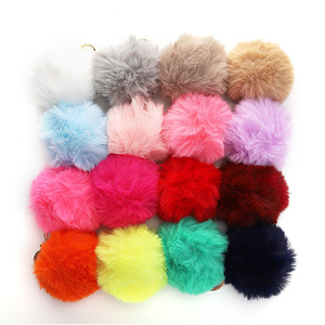 Vendita calda Clear Lip Oil Gloss simpatici bambini idratante lucidalabbra con Macaron Puff Ball Keychain Makeup - Product Image 2