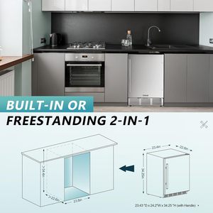 Euhomey 24 Inch Beverage <b>Refrigerator</b> Stainless Steel Built In Under Counter Cooler 180 Can Capacity - Product Image 6