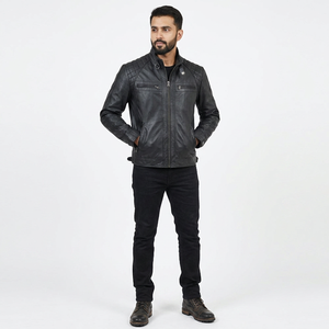 <b>Men's</b> Slim Fit PU <b>Leather</b> <b>Jacket</b> New Designs Casual Style with Stand Collar Winter Top Product Made in Pakistan <b>jacket</b> for <b>men</b> - Product Image 1