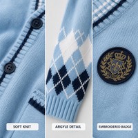 Ensemble uniforme scolaire tricoté pour enfants : cardigan, pull argyle, chemise avec nœud papillon et pantalon pour garçons et filles de 2 à 12 ans - Costumes de scène et de danse