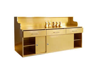 Mostrador <span class=keywords><strong>de</strong></span> Recepción y Gabinete <span class=keywords><strong>de</strong></span> Almacenamiento <span class=keywords><strong>de</strong></span> Oficina <span class=keywords><strong>de</strong></span> Lujo en Dorado, Elegante Mostrador <span class=keywords><strong>de</strong></span> Recepción para Vestíbulo <span class=keywords><strong>de</strong></span> Negocios para <span class=keywords><strong>Entrada</strong></span> Corporativa - Product Image 1