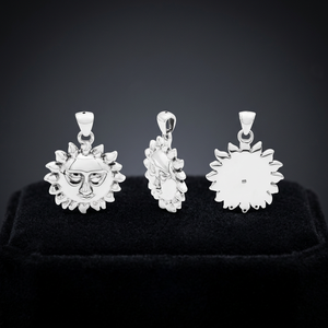 Pendentif visage soleil en argent 925, style bohème, à porter au quotidien - Product Image 1