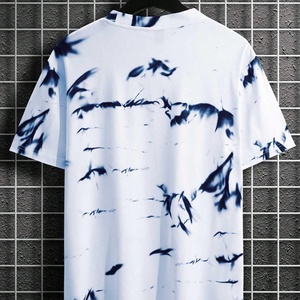 Camiseta de punto para hombre con estampado gráfico tie-dye, cuello redondo, manga corta, antiarrugas, transpirable, informal, para verano. - Product Image 4