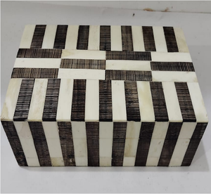 Caja de joyería de resina rectangular de lujo de gran venta, caja de Wending con incrustaciones de hueso de mujer de la mejor calidad para almacenar piezas valiosas - Product Image 1