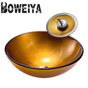 Orange Color Bowl Shape Restaurant Glass Wash Basin Price For India