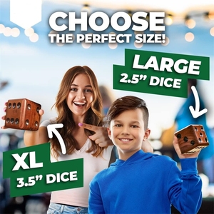 Juegos al aire libre de patio dados grandes de madera Jumbo Yardzee <span class=keywords><strong>Farkle</strong></span> 6 piezas juegos de dados gigantes con cubo de madera y tarjetas de puntuación - Product Image 5