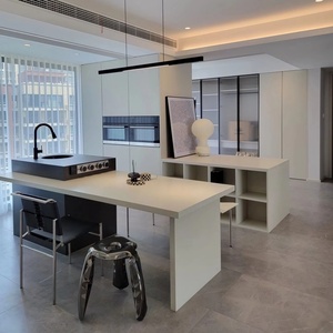 Isla de Cocina y Comedor de Madera Ecológica, Moderna y Minimalista, con Estantes Abiertos, para Uso en Hoteles y Apartamentos - Product Image 1