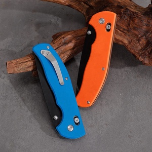 Cam Màu Xanh G10 Xử Lý Push Button Gấp Cắm Trại Dao Bền Titan Lưỡi Săn Bắn Chiến Thuật Túi Ngoài Trời OEM Tùy Chỉnh - Product Image 6