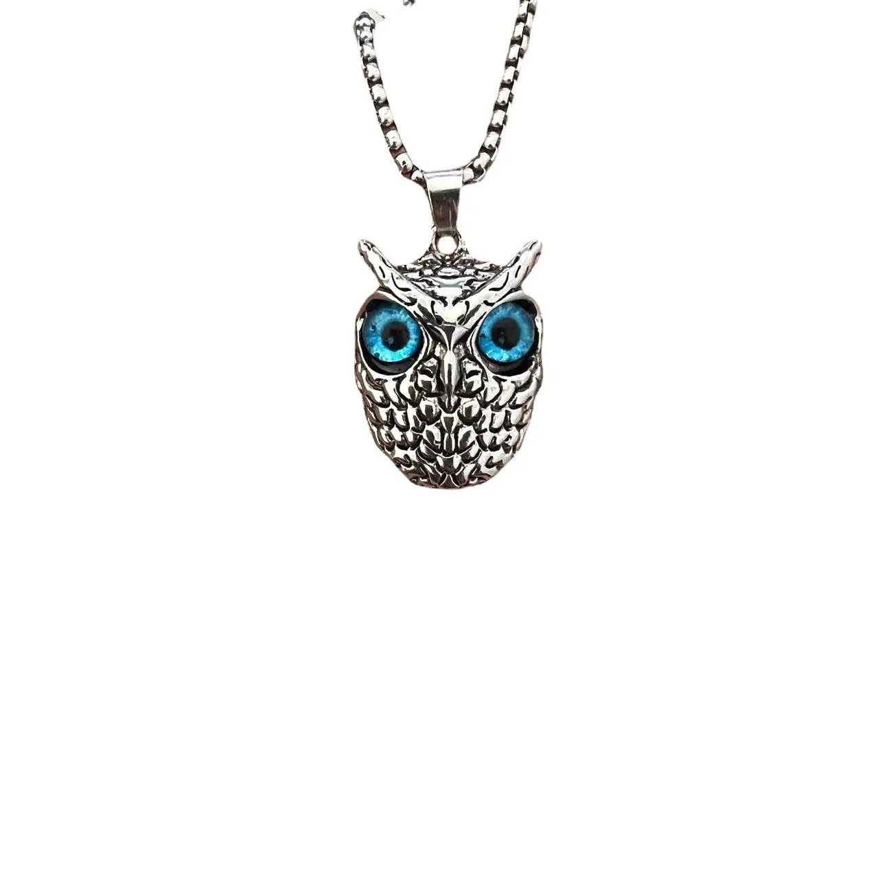 Europe et Amérique Rétro Hip Hop Punk Hommes et Femmes Universel Antique Argent Hibou Alliage Pendentif Collier