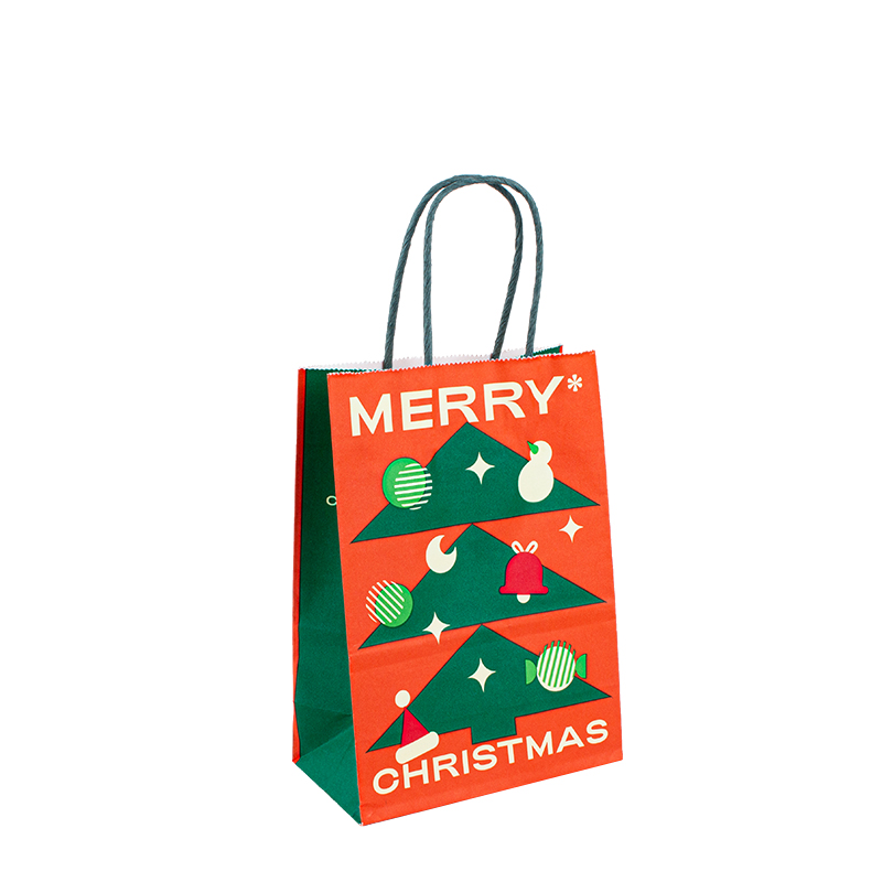 Custom Printed Your Own Logo Gift Christmas Birthday Eco Friendly Biodegradable Kraft Paper Bag Packaging With Handle