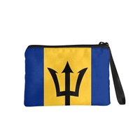 Dompet Koin Kanvas Bendera Nasional Barbados Dompet Ritsleting Portabel Warna Campuran Modis untuk Perjalanan Koin Kartu Kosmetik