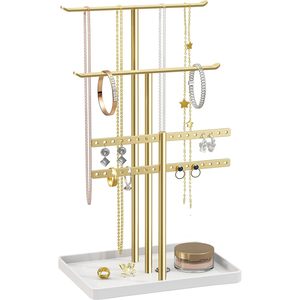 Pickpiff Jewelry Stand <b>Holder</b> Organizer 14.5 In Gold Metal Tree Shape For Women Modern Style Jewelry Display Rack - Product Image 2