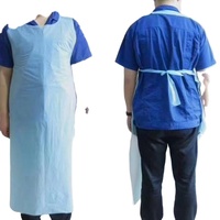 Avental de plástico de cpe descartável, à granel, estoque, barato, sem mangas, 100%, certificado, longo, azul, sem manga