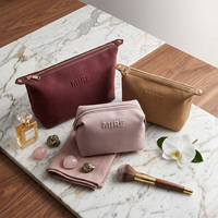 Sac à Makeup Eco Coloré Voyage Grand Jacquard Terry Rose Mignon Logo - Grande Capacité Zip