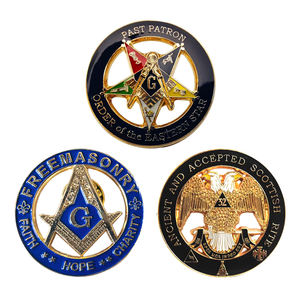 دبابيس شعار الماسونية المخصصة ثنائية/ثلاثية الأبعاد، شارات معدنية كلاسيكية للماسونيين، دبابيس مينا ناعمة مخصصة - Product Image 2