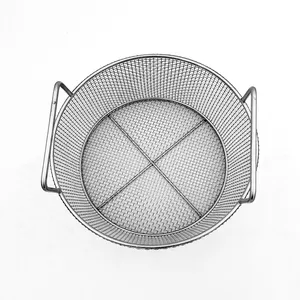 High Quality Cheap Price Custom Round Metal Wire Mesh Basket Stainless Steel Silver Metal Basket For Cleaning Storage