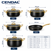 Set Peralatan Masak Stainless Steel 12 Buah, Set Panci dan Wajan untuk Kompor Induksi dengan Tutup Kaca, Peralatan Dapur