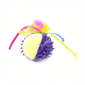 ของเล่นแมว ยอมมี่ ลูกบอลหลากสีพร้อมขนนก ขนาด 8 ซม. สำหรับแมว - Product Image 2