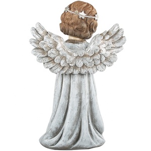 Statuette di Cherubini in Resina Dorata con Ali e Anello LED per Decorazione Interna - Product Image 4