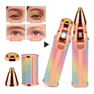 เครื่องกำจัดขนคิ้วแบบชาร์จไฟได้แบบพกพามีสองหัวคุณสมบัติโกนและล้างเครื่องสำอางไม่เจ็บง่าย - Product Image 3