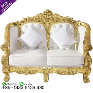 Factory Wholesale High Back White Royal Bride Groom Sofa Wedding Chair For Party