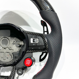 Volant de voiture en cuir et fibre de carbone de haute qualité, personnalisé en usine, pour Volkswagen VW MK7 <span class=keywords><strong>Golf</strong></span> 7 MK7.5 GTI <span class=keywords><strong>GTD</strong></span> avec LED - Product Image 3
