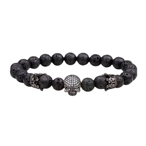 Bracelet Chakra en Pierre Volcanique avec Perles Couronne et Crâne, Or Noir, Or Rose, Bijoux de Yoga, Usage Quotidien - Product Image 4