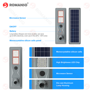 All in One Solar Street <b>Light</b> <b>LED</b> 20W 24W 5000K IP65 Aluminum Alloy Mono-Si Time Control Microwave Solar Street <b>Light</b> - Product Image 6