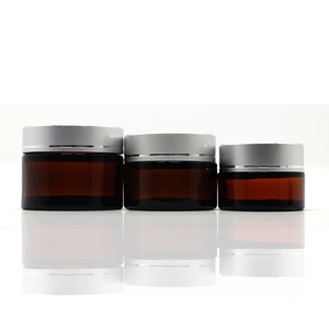 5g 10g 15g 30g 50g 60g 100g <b>Empty</b> 60ml Amber Glass Face Cream Eye Cream Skin Cream <b>Jar</b> with Gold Metal Rotary Lids - Product Image 5