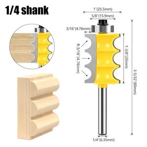 Vástago <span class=keywords><strong>triple</strong></span> de 1/4 "y 1/2" y <span class=keywords><strong>triple</strong></span> <span class=keywords><strong>flauta</strong></span> de 2 bits, brocas de enrutador de moldeo grandes, juego de brocas de enrutador de cuchillo de línea para madera - Product Image 5