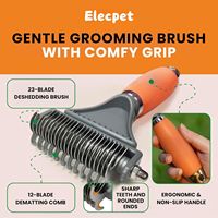 Peigne démêlant double face 2-en-1 Elecpet pour chiens et chats – Outil de toilettage respectueux des animaux pour la perte de poils et l'élimination des nids sous le pelage