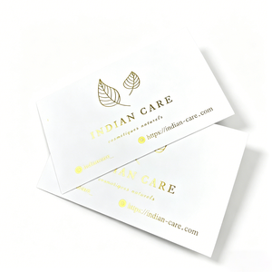 Tarjetas de Visita Personalizadas Minimalistas con Logotipo en Relieve de Hoja Natural y Lámina Dorada, con Descuento - Product Image 1