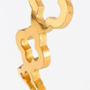 Bracciale in Acciaio Inossidabile con Fiore Traforato Quadrato, Placcato Oro, Gioiello Alla Moda per Donna, Idea Regalo - Product Image 3