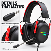Headset Gaming Berkabel Over-Ear G95 Mikrofon Boom ABS IPX7 PC Esports Streaming Rapat Online Kantor Rumah